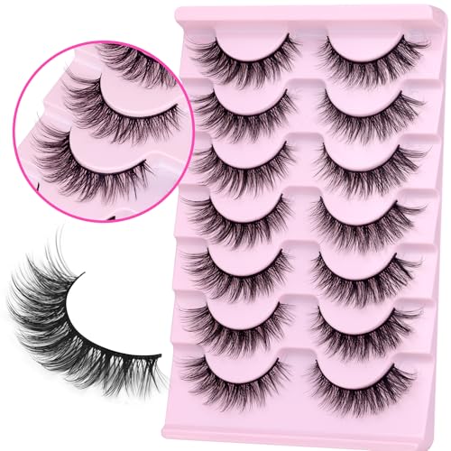 Wispy False Eyelashes Kit with Lash Glue - 7 Pairs Cat Eye