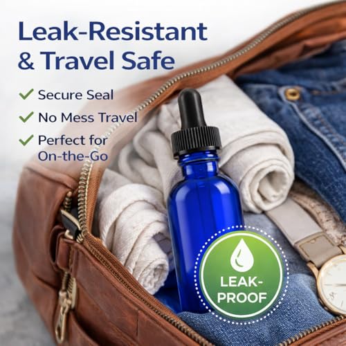 GreenHealth 2oz Cobalt Blue Glass Dropper Bottles Pack of 2
