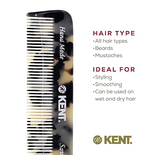 Kent Set Men's Hair Pocket Combs, Graphite 81T X-Small, FOT All Fine Tooth, 20T Fine Tooth Folding Comb. Best Hair, Beard and Mustache Grooming Kit for Travel and Home Care, Handmade in England