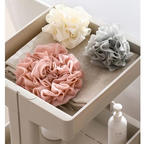 Washcloth Loofah Combo 2-in-1 Loufee Wash Cloth That Holds Bar Soap-Exfoliation Mesh Shower Ball for Body Wash&Smooth Skin+Free Loofah Dish Towel (Upgrade Round 2Pcs(Bigger and Softer))