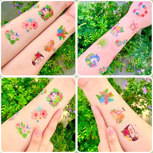 96 Tropical Flower Temporary Tattoos - Hibiscus Party Favors