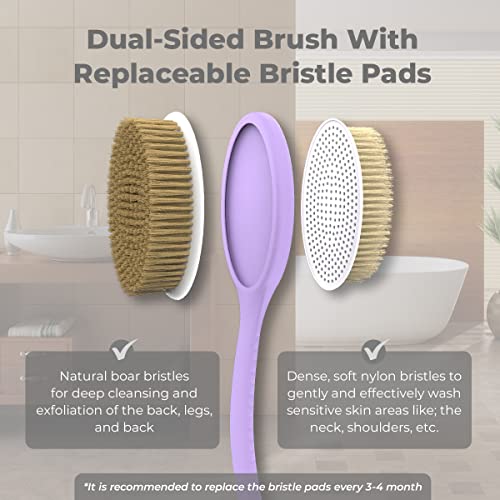 Avilana Back Scrubber for Shower,19 inch Silicone Body Scrubber with Handle, Shower Back Scrubber for Men and Women, Back Brush for Shower, Loofah with Handle Shower Brush