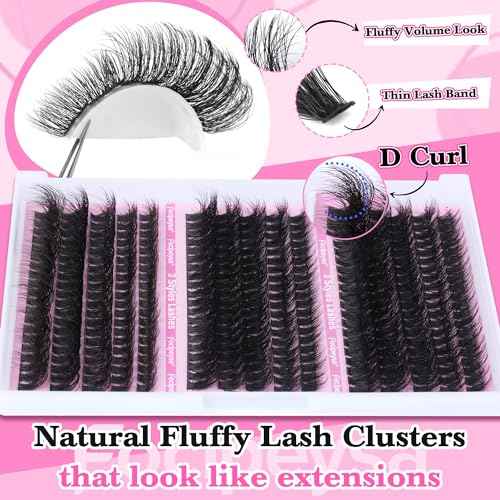 Volume Lash Extension Mink Thick Cluster Eyelash Extensions 10-18mm Lash Clusters Individual Lash Extensions DIY Clusters Lashes Extension at Home by Focipeysa (300pcs-70P+80P+90P 10-18mm)
