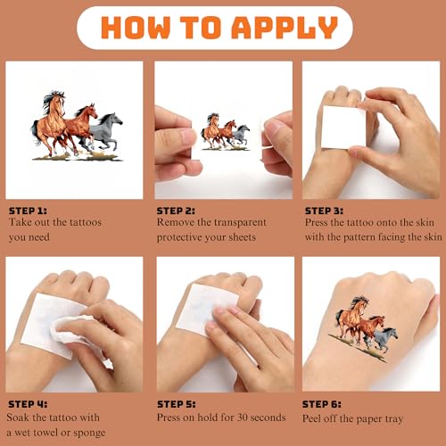 Horse Temporary Tattoos 52 Pcs Party Favors