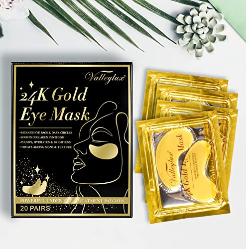 sefudun Under Eye Mask,20 pairs 24K Collagen Eye Pads,Under Eye Patches Skincare for Anti Aging,Anti Wrinkle,Reducing Eye Puffiness,Dark Circles