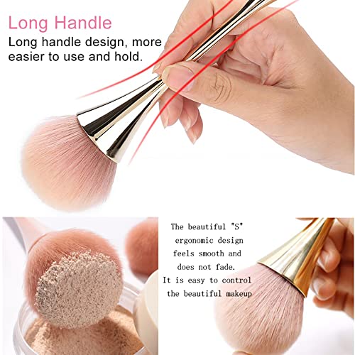 HYWWPFLAY 2Pcs Nail Dust Brush Acrylic Brush Cleaner Nail Brushes for Cleaning Dust Dip Powder Brush Large Makeup Brush Blush Brush Nail Clean Up Brush Manicure Brush Nail Art Tools (Gold+Black)