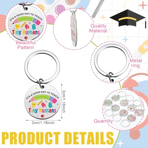 Kacctyen 16 Pcs Tiny Humans Teacher Appreciation Gifts Include Makeup Cosmetic Bag Keychain It's a Good Day to Teach Tiny Human Survival Kit for Babysitter Daycare Preschool Kindergarten Teacher