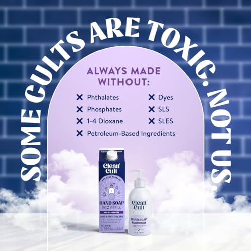 Bundle of Cleancult - Liquid Hand Soap Refills - Wild Lavender - 32 oz/1 Pack + Moisturizing Liquid Hand Soap - Refillable Aluminum Bottle - 12 oz