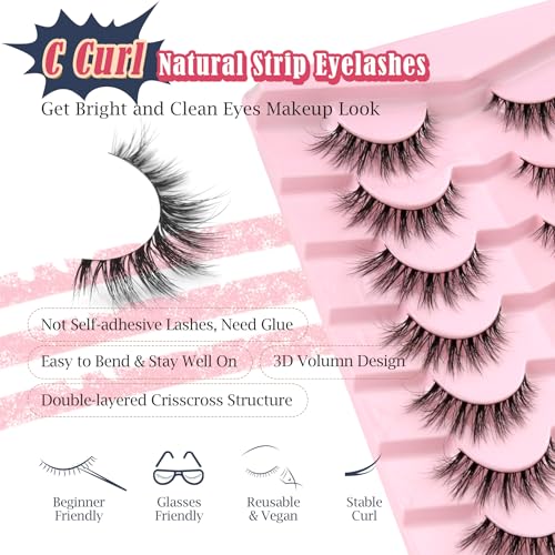 Wispy Cat Eye Lashes 15mm - 7 Pairs 3D Volume False Eyelashes