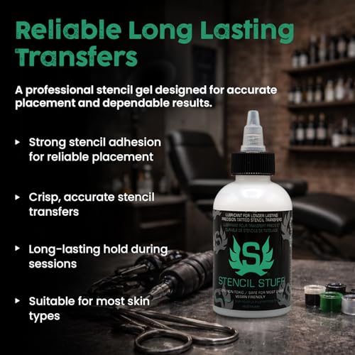 Stencil Stuff Tattoo Stencil Transfer Gel 4oz - Fast-Drying, Vegan-Friendly, Long-Lasting