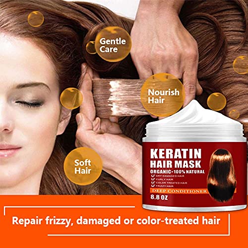 CRISTALBOX Keratin Hair Mask,Deep Repair Damage Root, 250ml Mask for Dry Damaged Hair,Hair Treatment & Scalp Treatment,Natural Deep Conditioner Hydrating Masque