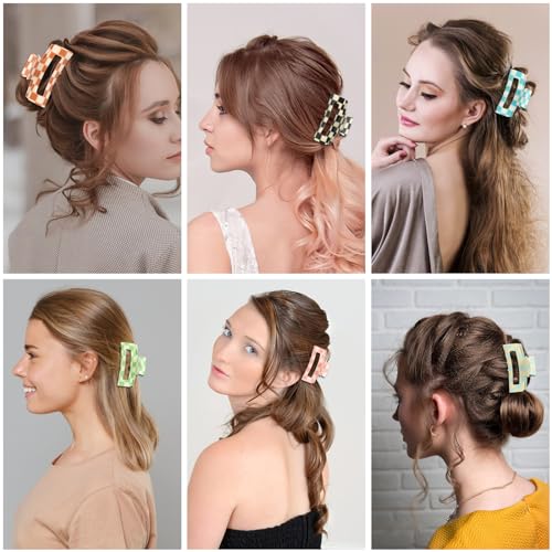 Checkered Claw Clips 6-Pack - Y2K Hair Barrettes for All Hair Types