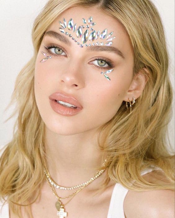 Face Gems Rhinestone Stickers - 6 Sheets Festival Makeup Jewels