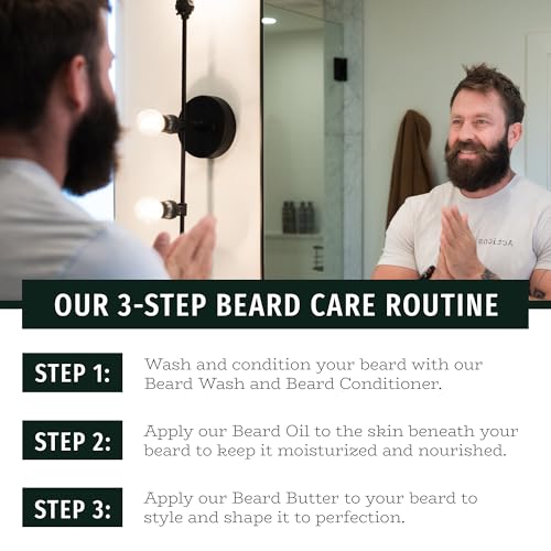 Live Bearded Beard Oil and Butter Grooming Kit - Made in the USA - All-Natural Ingredients with Shea, Argan, Jojoba - Growth Support | Executive Scent - Cedar, Vanilla