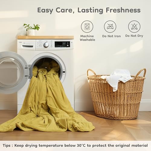 LaffyLo Twin Size Cooling Comforter 60x80 Dusty Mustard Lightweight Bed Blanket