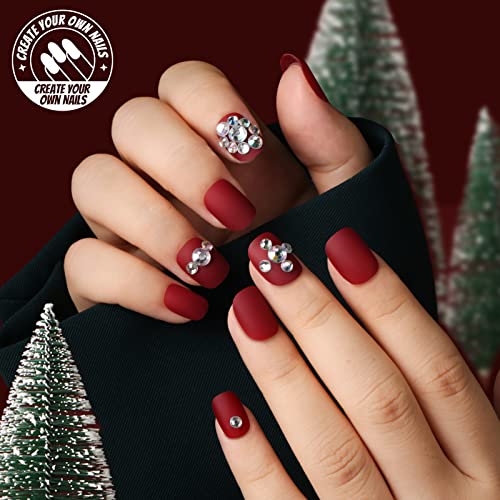 Teenitor Short Press On Nails Set - 576 Pcs Matte & Glossy Fake Nails with Glue and Decor