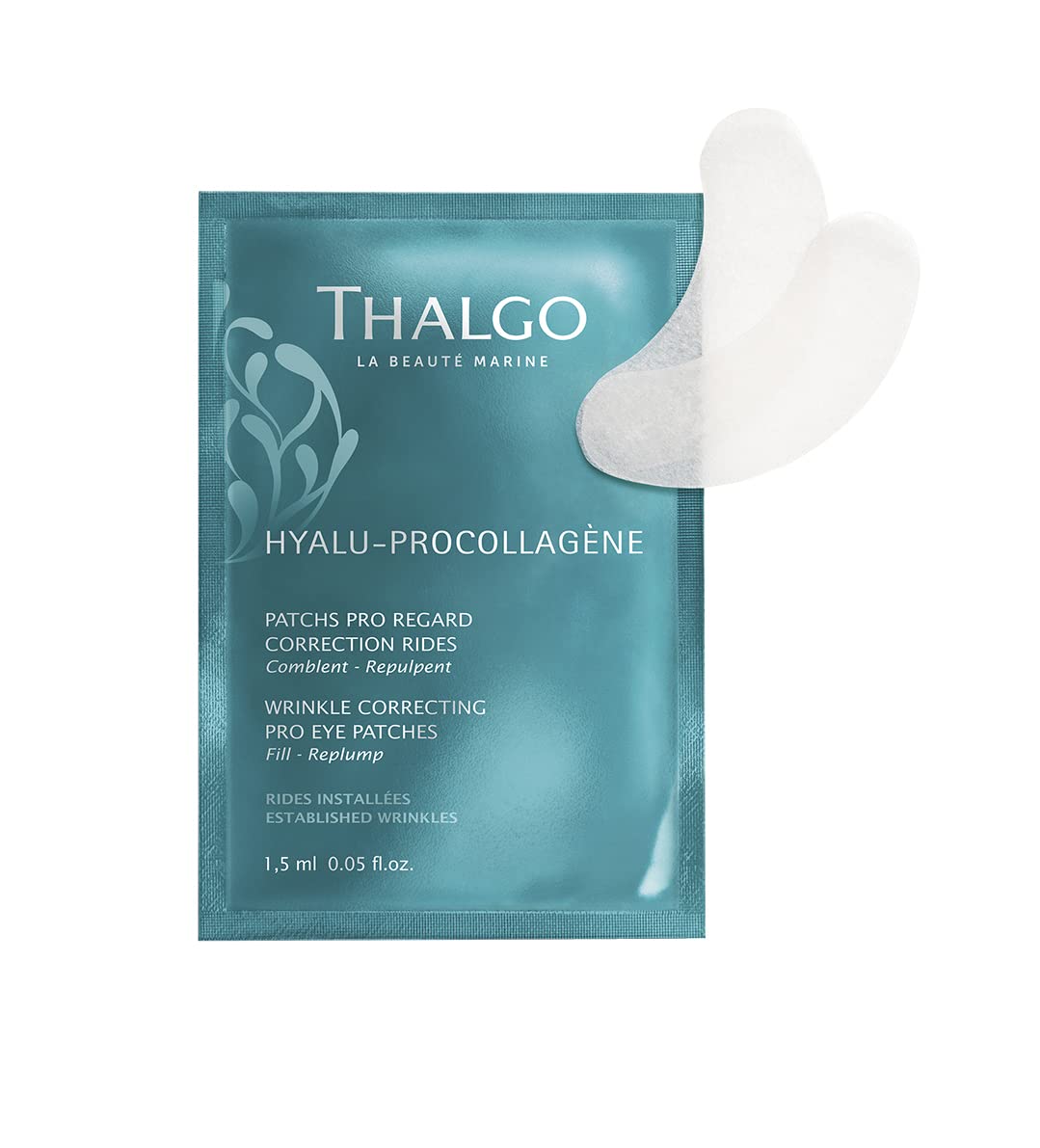 THALGO Marine Skincare, Wrinkle Correcting Pro Eye Patches, Hyaluronic Acids and Marine Pro-Collagen Eye Contour Patches, 8 Count (Pack of 1)