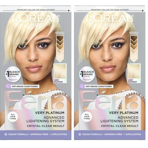 L'Oreal Paris Feria Multi-Faceted Shimmering Permanent Hair Color, Very Platinum, Pack of 2, Hair Dye