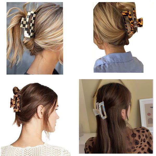 4Pcs Hair Claw Clips, Acetate Banana Barrettes for Women