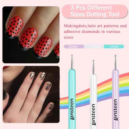 Nail Art Brushes Set, 8pcs Double-Ended Nail Design Brushes with Polish Brushes, Dotting Pen, Nail Liner Brush, Carved Brush, Extension Gel Brush, Painting Drawing Brush and Builder Brush