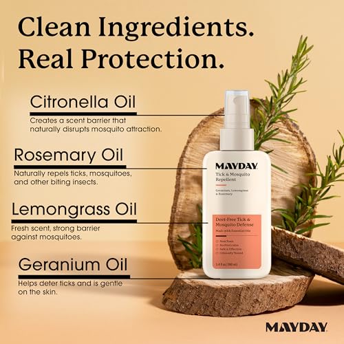 MAYDAY Tick & Mosquito Repellent – DEET-Free, 3.4 oz