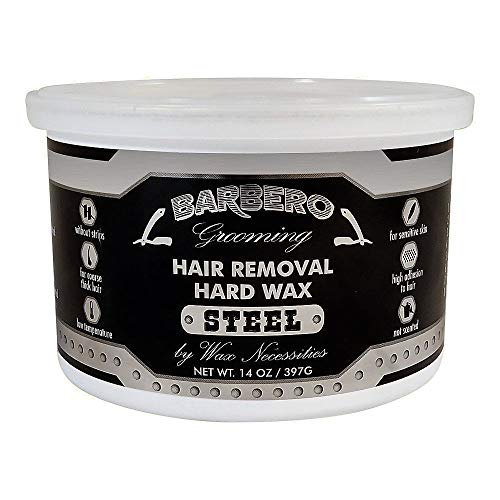 Waxness Barbero Steel Hard Wax in Can 14 oz (400 g) ? Stripless Hard Wax for Men¡¯s Grooming, Effective on Coarse Hair, Smooth Application, Professional Use ? Made in Italy