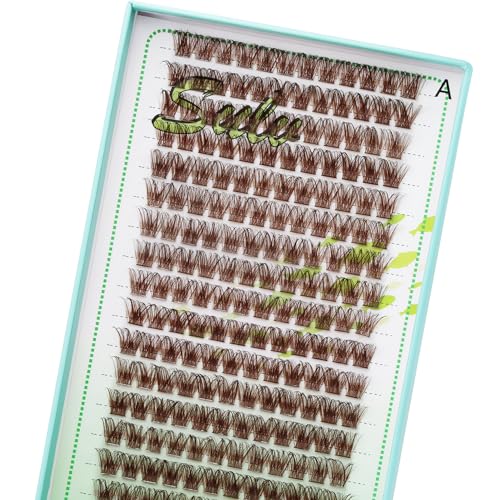 Sulv Lash Cluster S001# Color Dark Brown/Brown Lashes 264pcs Wholesale/Bulk/Large Capacity D Curl Lashes Extensiond Kit Lashes Wispy Individual Lashes Extensions Lash Clusters (S001 Brown-18mm)