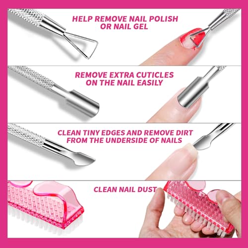 Gel Nail Polish Remover Tool Kit with Soak Off Clips & Cuticle Pusher