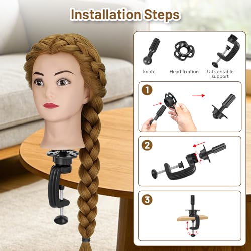 26" Real Hair Mannequin Head for Hairdressing Training