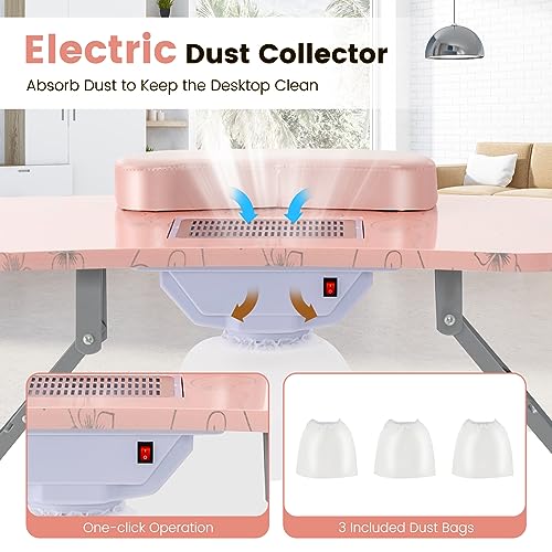 Giantex Portable Manicure Table with Electric Dust Collector & LED Lamp