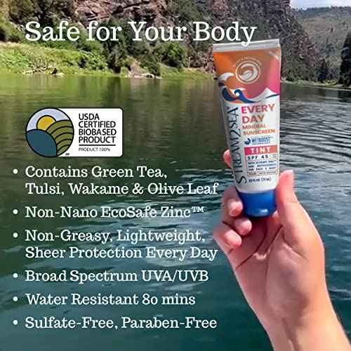 SPF 45 Every Day Tint Mineral Sunscreen | 2.5 Fl Oz Biodegradable, Paraben Free & Reef Safe | Non-Greasy Tinted Sunscreen For Face & Body Protection Against UVA & UVB