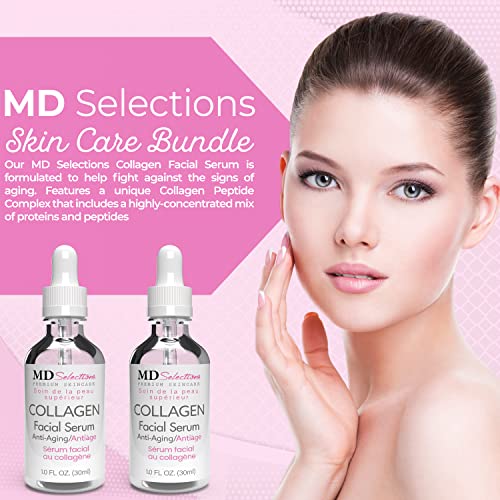 Collagen Serum with Facial Moisturizer - Peptide Collagen Serum for Face, Lifting, Plumping, & Firming Collagen Facial Serum Improves Elasticity, Reducing Acne (1+1 Fl Oz, 2-Pack)