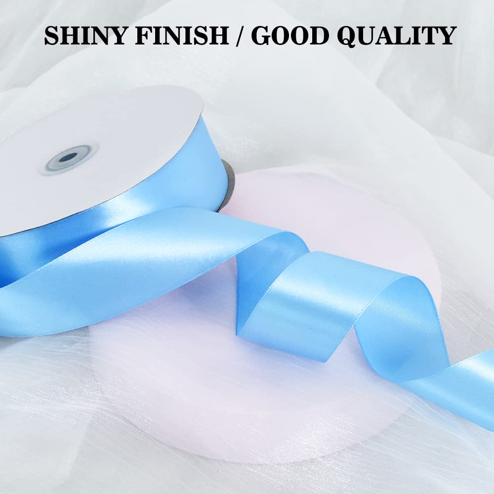 TONIFUL 1-1/2 Inch (40mm) x 100 Yards Sky Blue Wide Satin Ribbon Solid Fabric Ribbon for Gift Wrapping Chair Sash Valentine's Day Wedding Birthday Party Decoration Hair Floral Craft Sewing