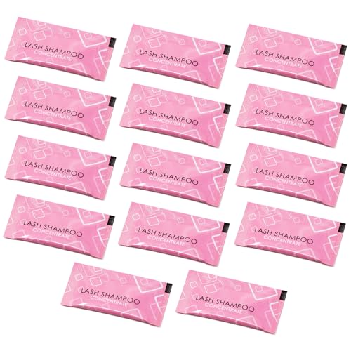 Lash Shampoo Concentrate Lash Cleaning for Eyelash Extensions Anti-allergic Hypoallergenic and Non-irritation Cleanser for Salon & Home Use(14 bags)
