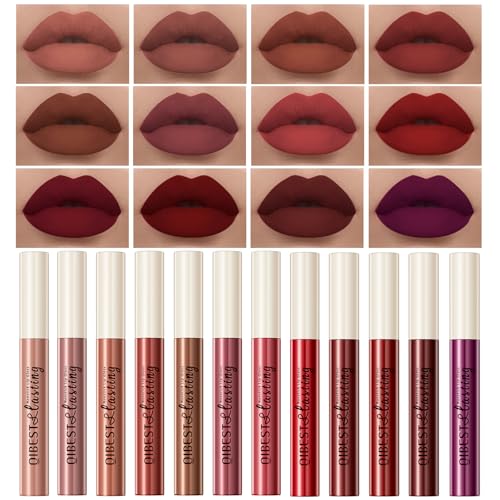 12-Color Matte Liquid Lipstick Set | Waterproof Long-Lasting