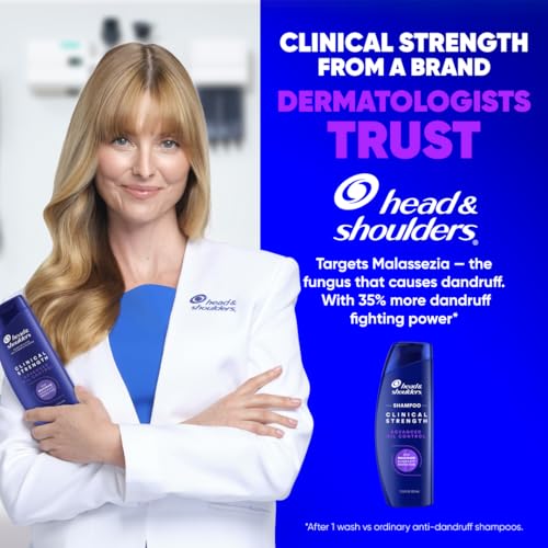 Head & Shoulders Dandruff Shampoo, Clinical Strength Advanced Oil Control, Our Maximum Anti-Dandruff Prescription-Strength Formula, Flake Protection, Seborrheic Dermatitis Relief, Citrus, 13.5 Fl Oz