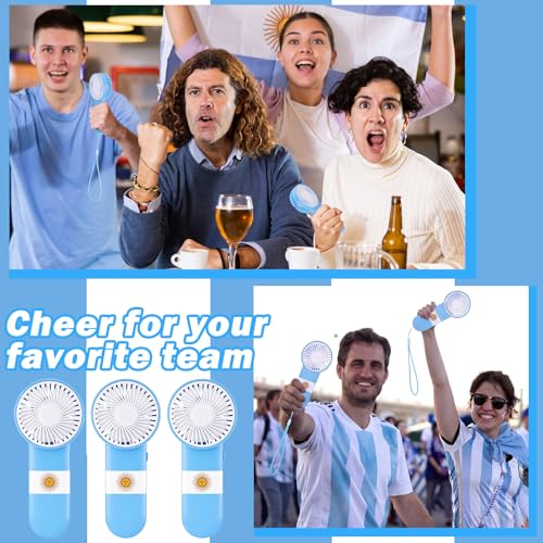 Argentina Flag Handheld Fans 12-Pack with Lanyards