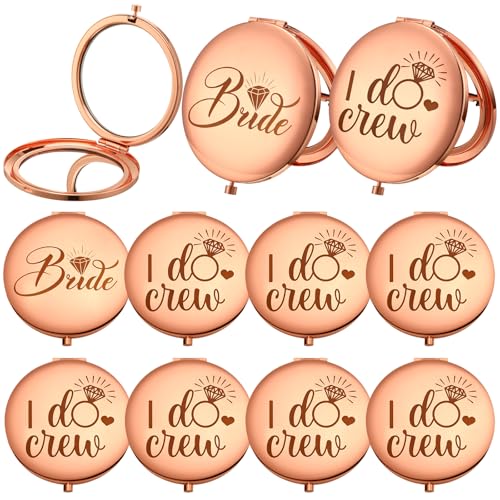 Barydat 8-Piece Bridesmaid Compact Mirror Set Rose Gold