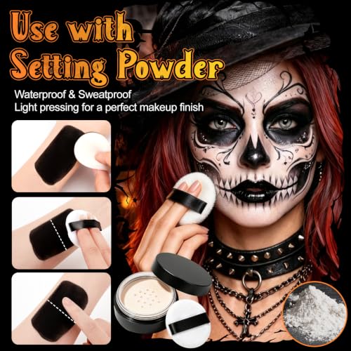 Black & White Oil Face Paint Kit with Lipstick & Setting Powder
