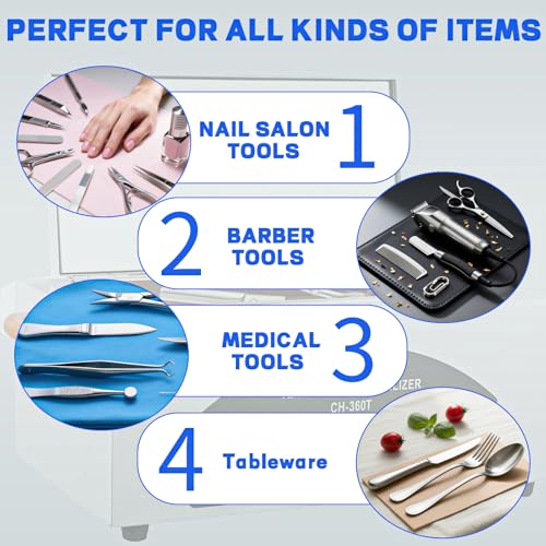 High Temperature Sterilizer Autoclave Machine, 110V 300W 1.5L Metal Tool Cleaner Machine, esterilizador de manicura, Nail Tool Sterilizer with Timer for Sundry Beauty Hair Nail Metal Tools