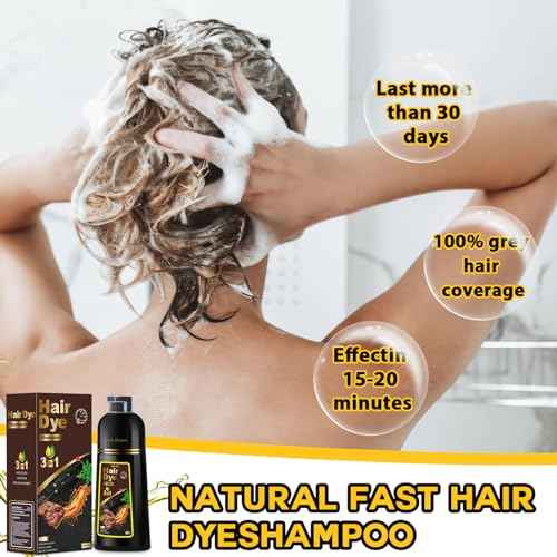 3 in 1 Herbal Dark Brown Hair Dye Shampoo for Women and Men