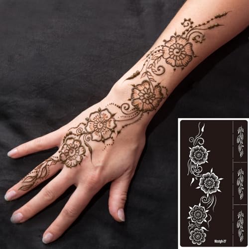 9 Sheet Henna Tattoo Stencils - Reusable Templates