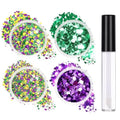 4-Color Body Glitter Makeup Kit | Gold Green Purple Chunky Glitter