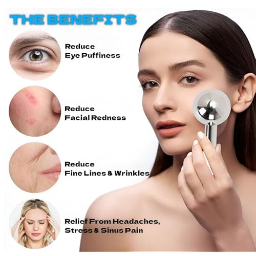 Ice Globes for Face & Eyes, Unbreakable Stainless Steel Cool Massagers for Skincare Routines, Multifunctional Cold Roller Cooling Globes for Puffiness, Sagging Skin, Fine Lines, and Facial Relaxation