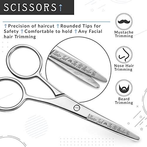 Straight Razor Kit - Complete Straight Razors for Men Kit with Beard Scissors & Metal Comb - Barber Razor for Men - 10 Extra Straight Edge Razor Blades for Shaving - Premium Polished Stainless Steel