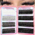 HBZGTLAD Spikes Lashes & Bottom Lashes Mix Clusters Extension Individual Lashes Cluster DIY Manga Volume Eyelash Clusters Fairy Eyelashes (32rows-jiemaoding-D Curl)