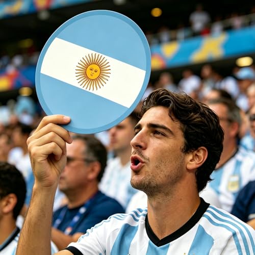 Argentina Flag Folding Hand Fans - 3 Pack, 8.2" Fabric Fans