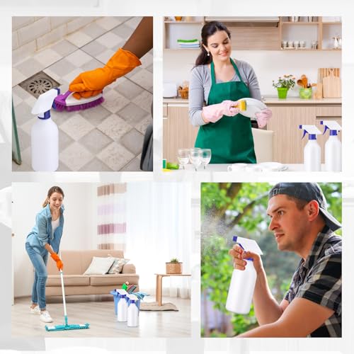 Tanlade 30 Pcs Plastic Spray Bottles 16 oz Leak Proof Squirt Bottle Refillable Empty Spray Water Mist Sprayer with Nozzles for Hair Essential Oil Cleaning Solutions Plants Pets(Blue)