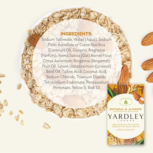 Yardley 7838-2 Yardley London Oatmeal and Almond Naturally Moisturizing Bath Bar, 4.0 oz. (Pack of 2)