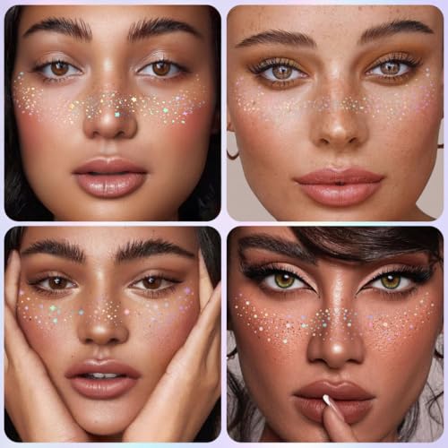 Holographic Glitter Freckles for Festivals & Raves - Gold Sparkle